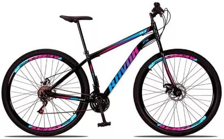 Bicicleta Aro 29 Ravok 21v Aço Carbono Freios a Disco (Azul e Rosa)