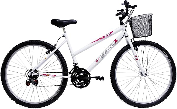 Bicicleta de Passeio Saidx Bike Feminina, Aro 26 de 18 Marchas, Freio V Brake (Branca)