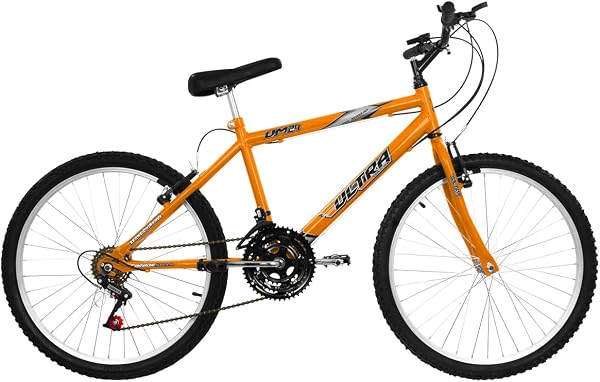 Bicicleta de Passeio Ultra Bikes Esporte Aro 24 Reforçada Freio V-Brake 18 Marchas Laranja