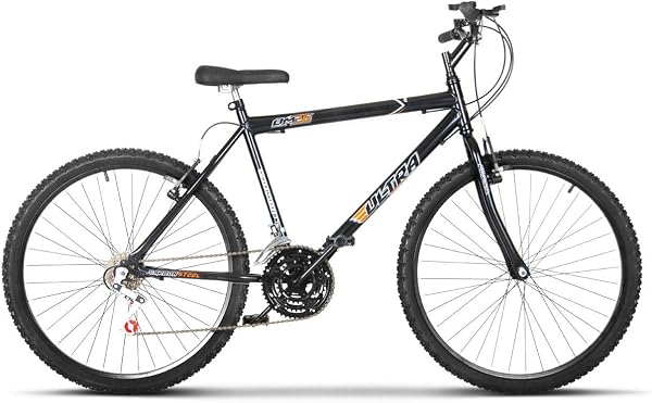 Bicicleta de Passeio Ultra Bikes Esporte Aro 26 Reforçada Freio V-Brake 18 Marchas Preto