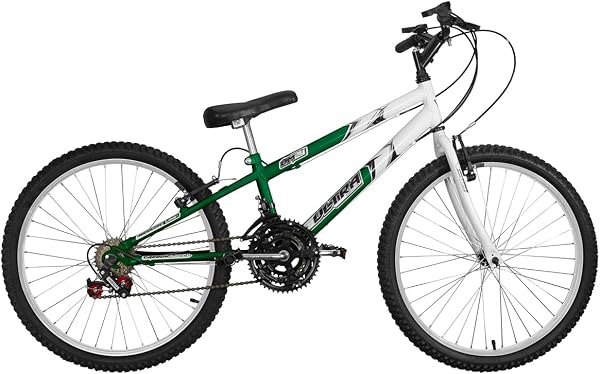 Bicicleta de Passeio Ultra Bikes Esporte Bicolor Rebaixada Aro 24 Reforçada Freio V-Brake – 18 Marchas Verde/Branco