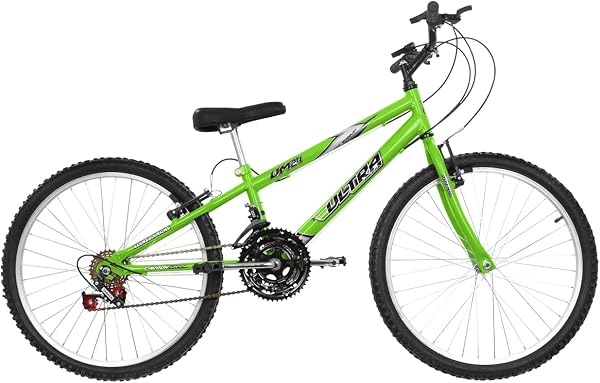 Bicicleta de Passeio Ultra Bikes Esporte Rebaixada Aro 24 Reforçada Freio V-Brake – 18 Marchas Verde