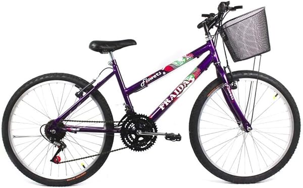 Bicicleta Feminina Aro 26 Mountain Bike Com Cesta - Violeta