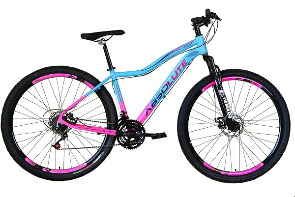 Bicicleta Feminina Aro 29 Absolute Hera Alumínio 21v Freio a Disco Garfo Suspensão (15, Azul/Rosa)