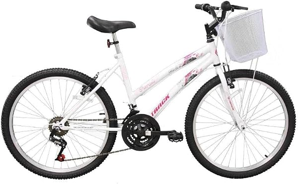 Bicicleta Track Bikes Parati Aro 24 21 Marchas Branca com Cesta