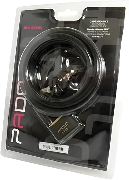 Cadeado Bicicleta SM LT-30MM Preto Pado 51017278 com Cabo de Aço e Chave