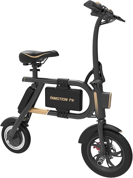 Mini Bicicleta Elétrica P1F Dobrável Compacta, Liga de Alumínio, Preto