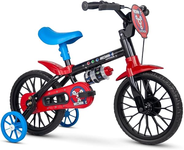 Nathor Bicicleta Infantil Aro 12 PP Mechanic Preta e Vermelha